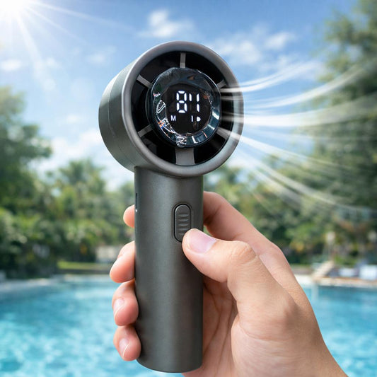 High-Speed TurboFan Handheld Fan – Stay Cool & Stylish Anywhere!