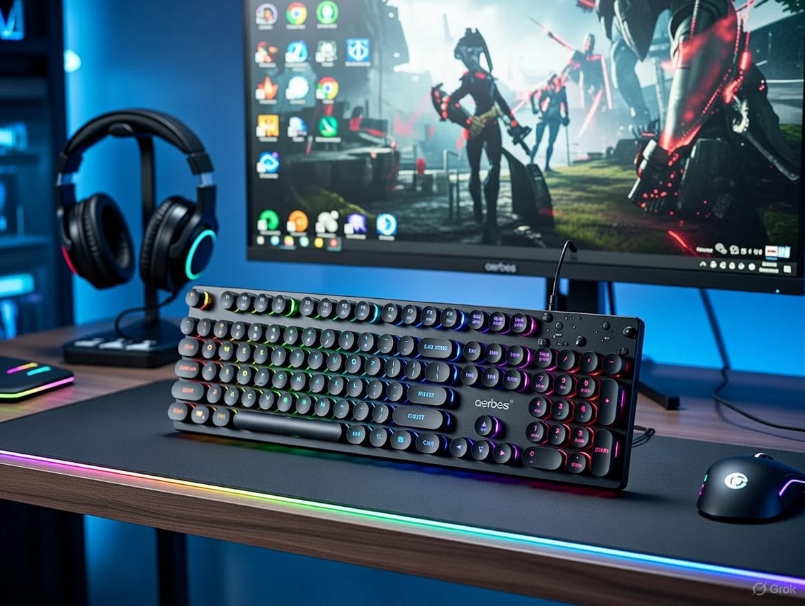 AERBES AB-D005 Punk Crystal RGB Gaming Keyboard – Unleash Cyber Chaos on Your Desk!