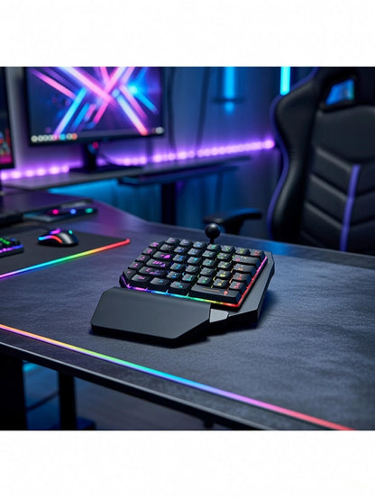 AOAS M-7300 One-Handed Gaming Keyboard – Dominate with Comfort & RGB Glory!