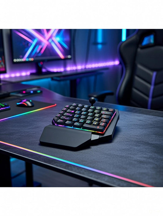 AOAS M-7300 One-Handed Gaming Keyboard – Dominate with Comfort & RGB Glory!