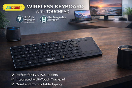 Andowl Wireless keyboard with touchpad for Laptop or Tablet