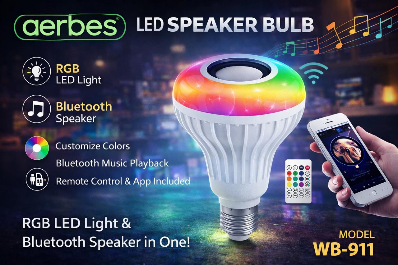 AERBES AB-QP01 LED Music Bulb – Light Up + Play Music in One Brilliant Bulb!