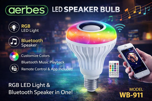 AERBES AB-QP01 LED Music Bulb – Light Up + Play Music in One Brilliant Bulb!