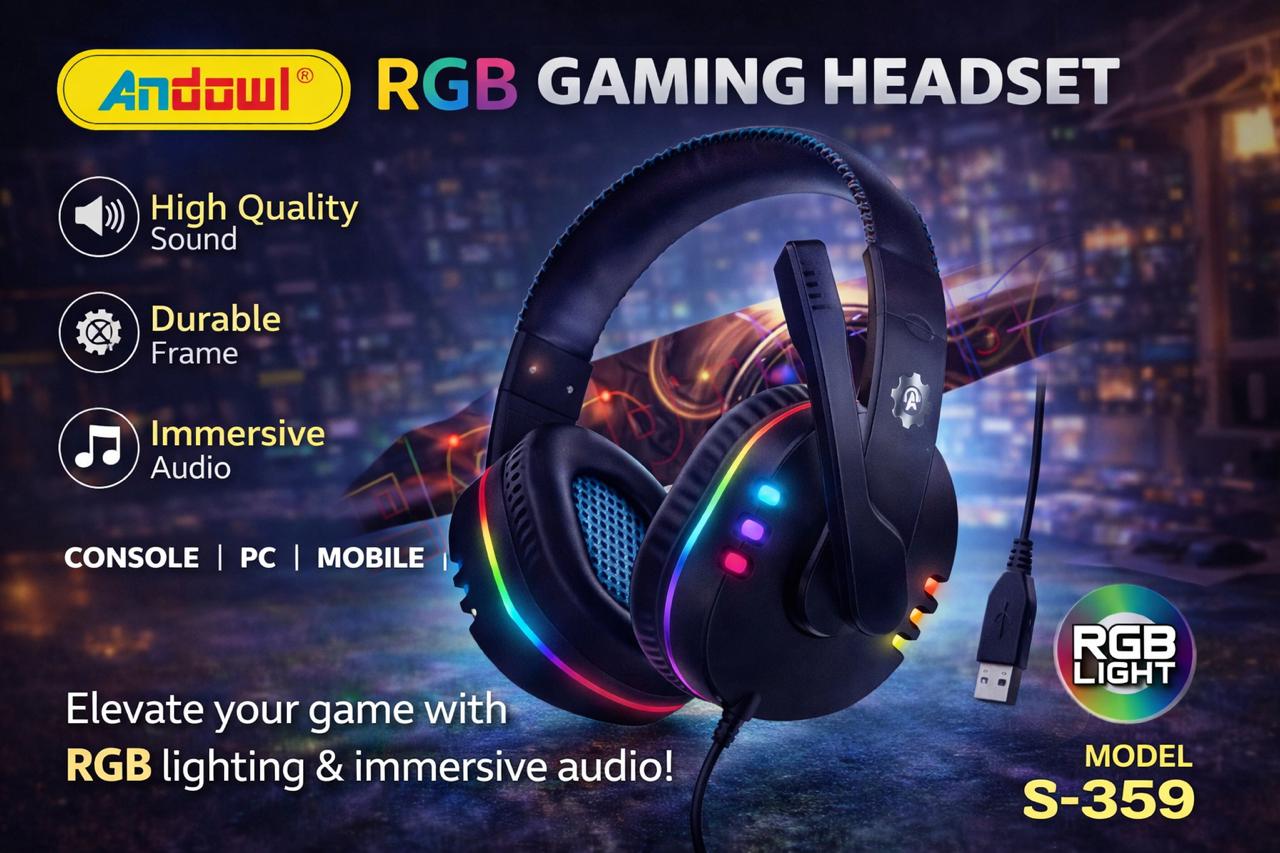 Andowl S-359 RGB Stereo Gaming Headset – Epic Sound, Killer Looks, Zero Compromise!