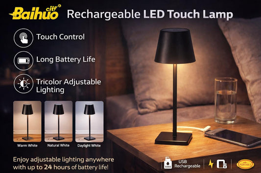 Rechargeable Touch LED Table Lamp – 3 Color Modes