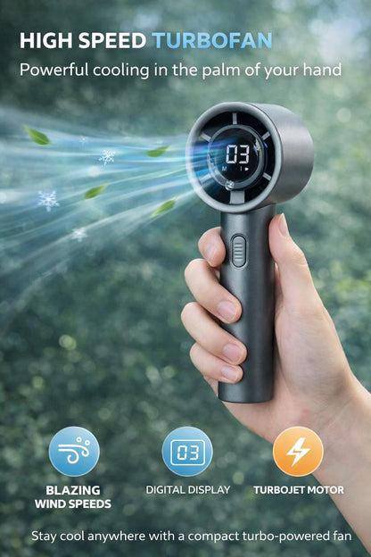High-Speed TurboFan Handheld Fan – Stay Cool & Stylish Anywhere!