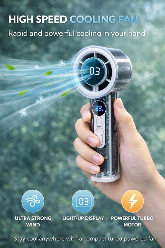 High-Speed Cooling Handheld Fan – Turbo Power in Your Hand!