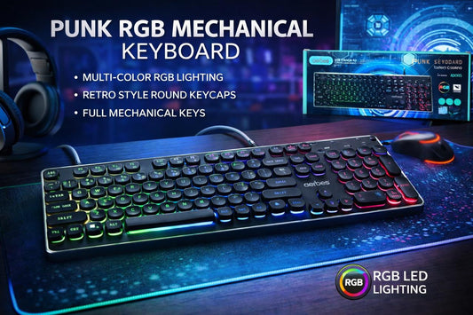 AERBES AB-D005 Punk Crystal RGB Gaming Keyboard – Unleash Cyber Chaos on Your Desk!